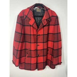 Vintage Pendleton Jacket Mens Medium Flannel Buffalo Plaid Wool Coat Outdoors XL
